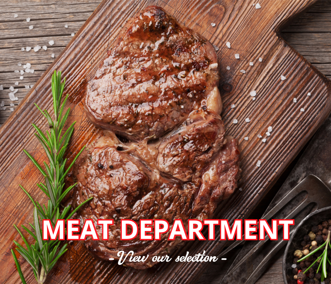 Cooked meat and rosemary on a wooden cutting board.